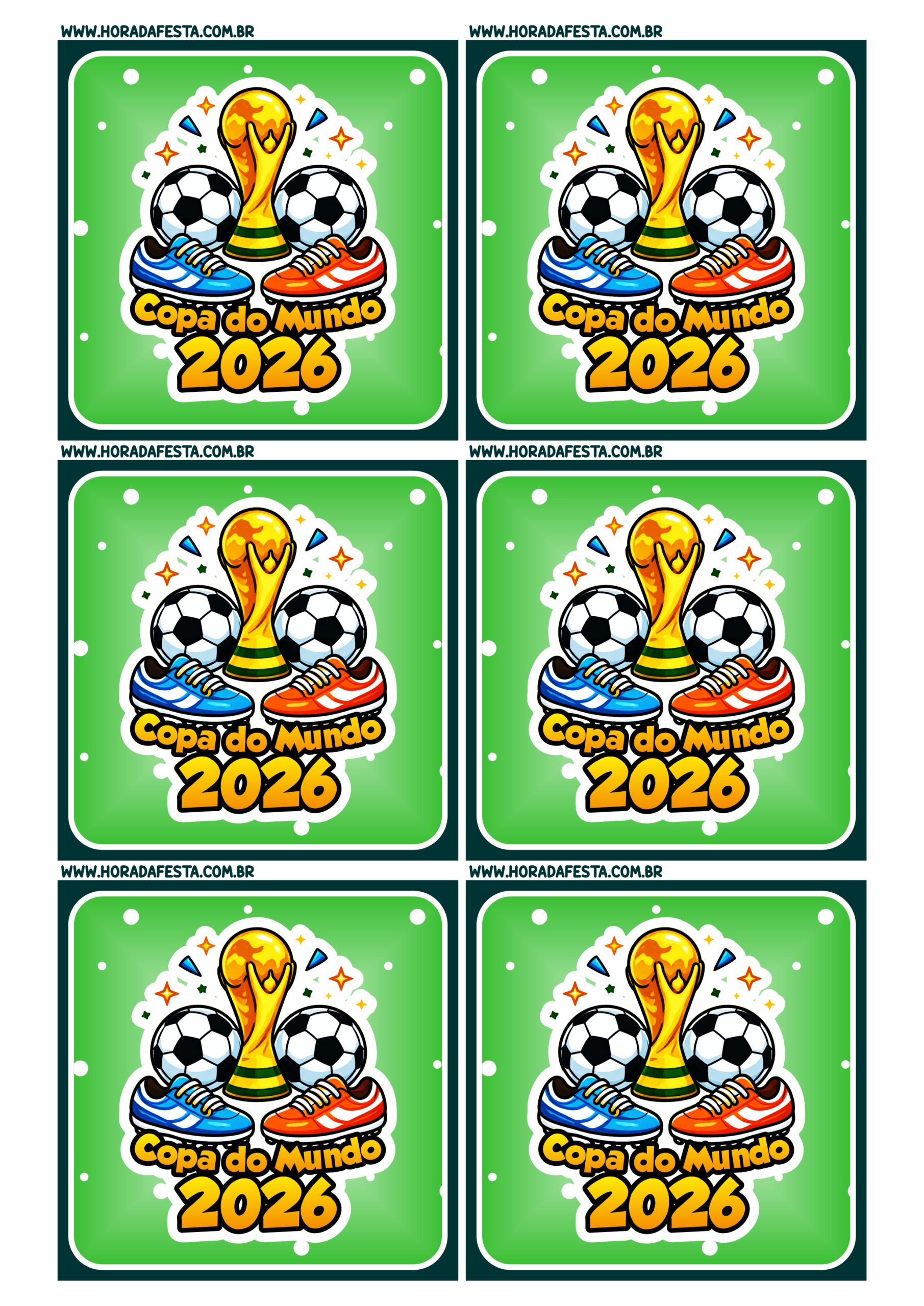 Copa do mundo 2026 adesivo quadrado para decoração etiquetas e tags ideal para festas e mimos de lojinhas de instagram 6 imagens png