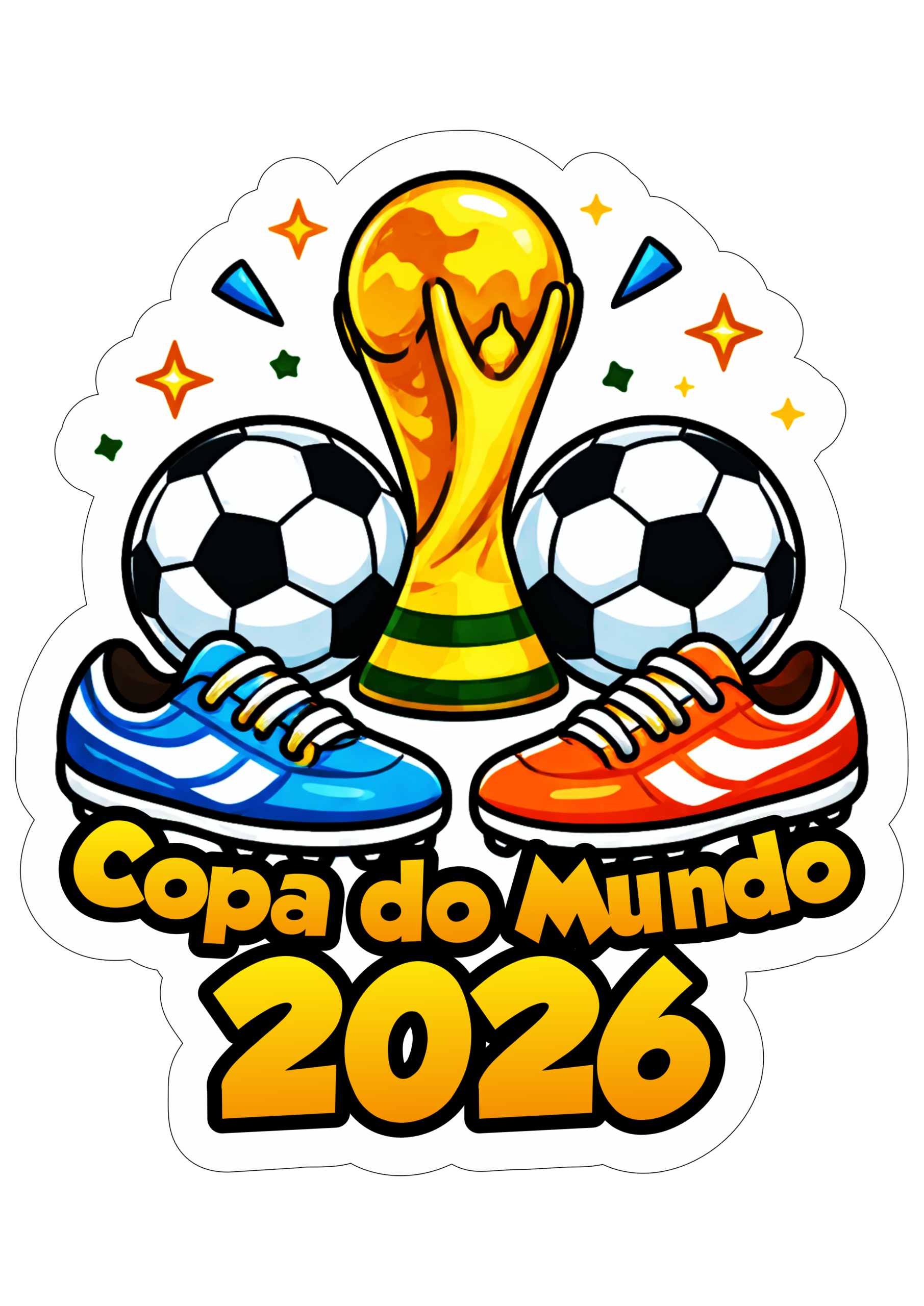 Copa do mundo 2026 logomarca pra imprimir adesivo futebol taça chuteira e bolas imagens divertidas artes legais png