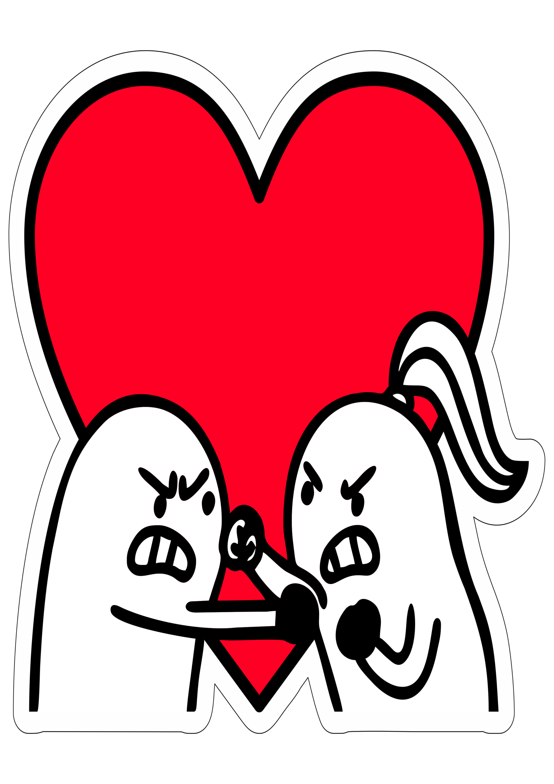 Flork of cows casal apaixonado brigando dia de São Valentim figurinhas engraçadas para redes sociais grátis fundo transparente png