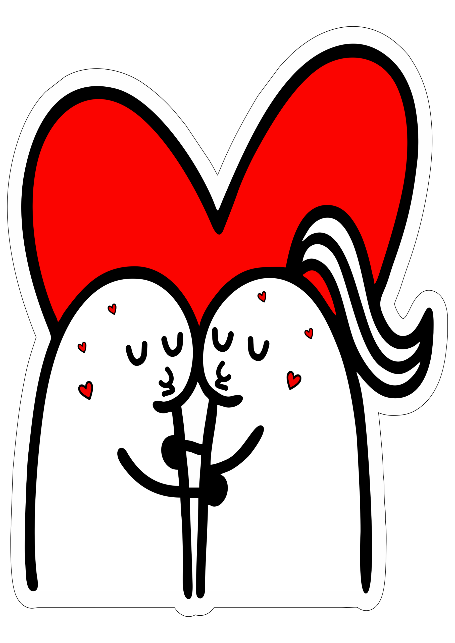 Flork of cows casal apaixonado dia de São Valentim beijo de amor figurinhas engraçadas para redes sociais grátis fundo transparente png