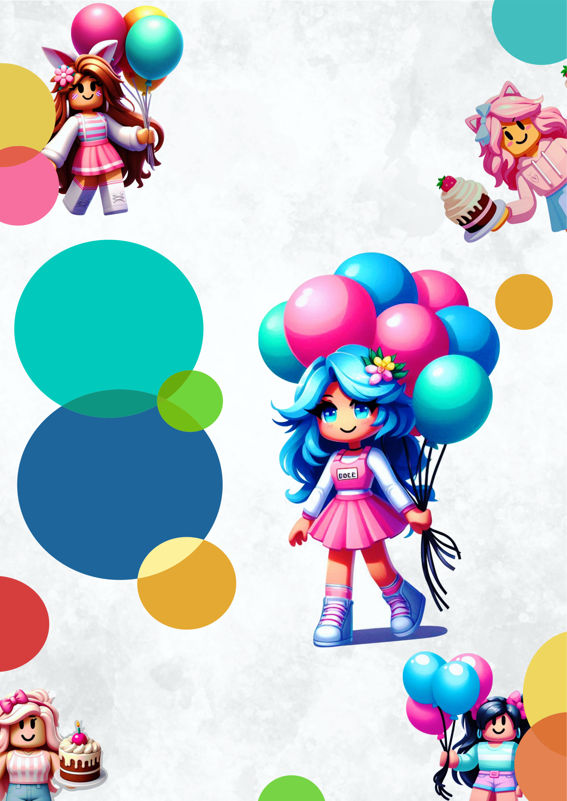 Convite de aniversário menina roblox artigos de papelaria molde limpo para personalização festa infantil png