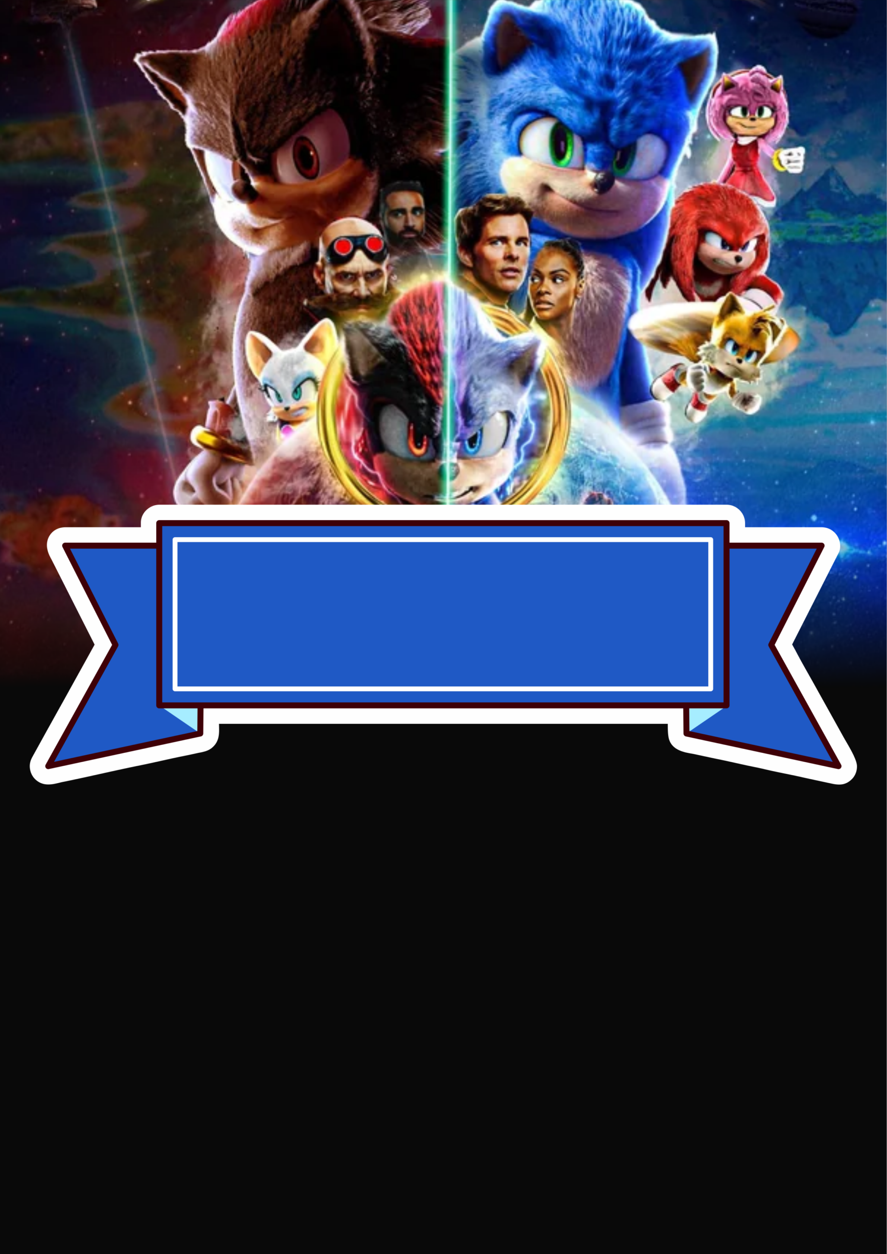 Convite de aniversário Sonic the hedgehog 3 pronto para imprimir ou para criar convite digital de festa infantil papelaria criativa png