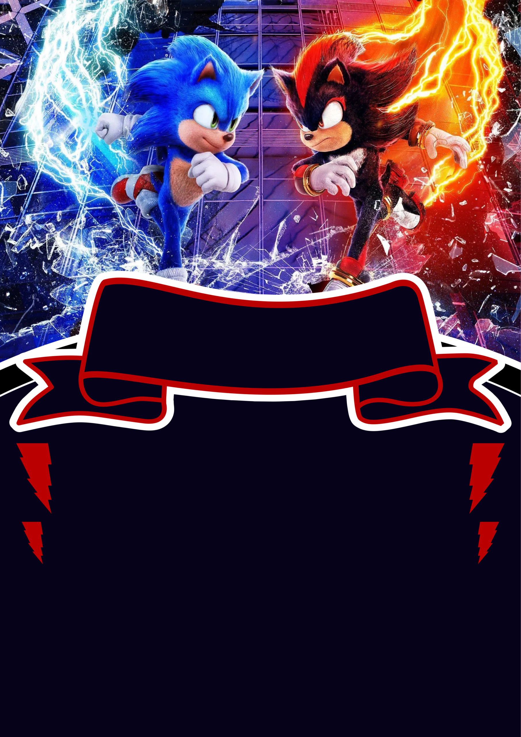 Convite de aniversário Sonic the hedgehog 3 shadow ideal para convites digitais de festas infantis papelaria criativa png