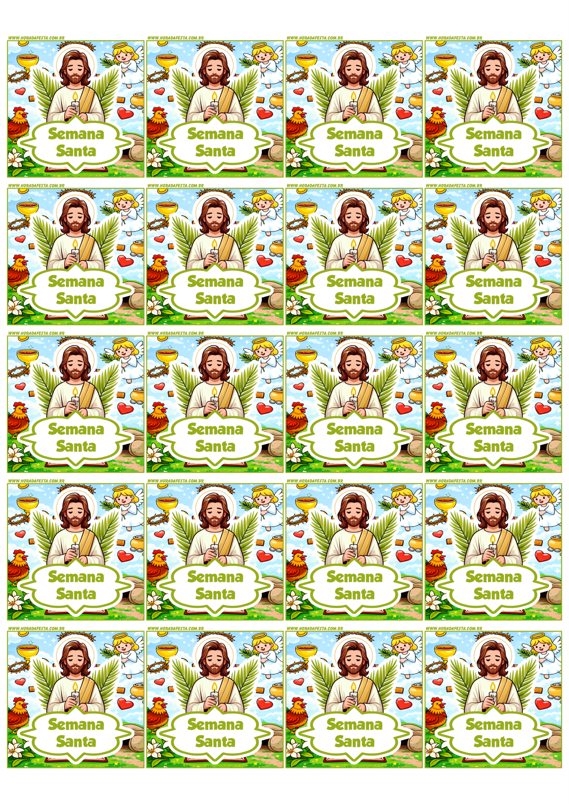 Semana santa adesivo quadrado para decoração de mimos em festas e igrejas Jesus Cristo e símbolos cristãos 20 imagens png