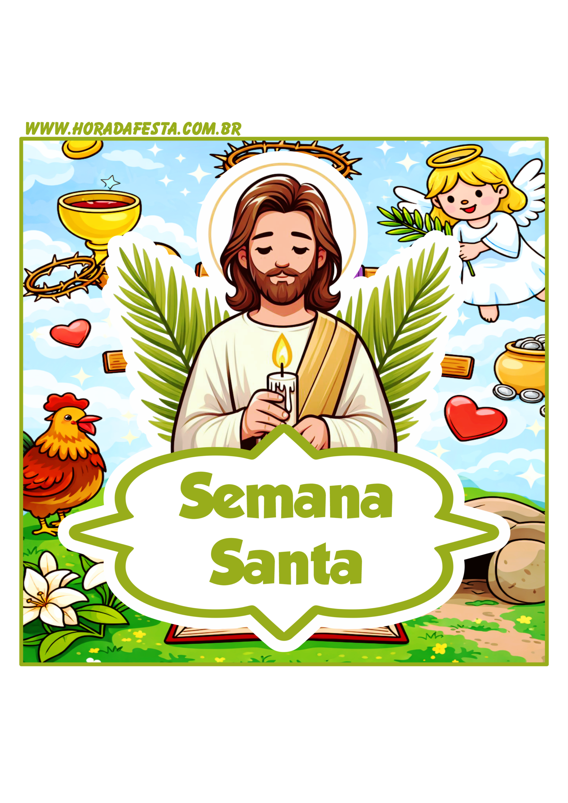 Semana santa adesivo quadrado para decoração de mimos e painéis em festas e igrejas Jesus Cristo e símbolos cristãos png