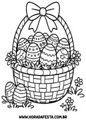 cesta de ovos de páscoa desenho para colorir