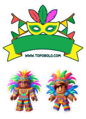 topo de bolo roblox carnaval 2026 personagem de game fantasia colorida