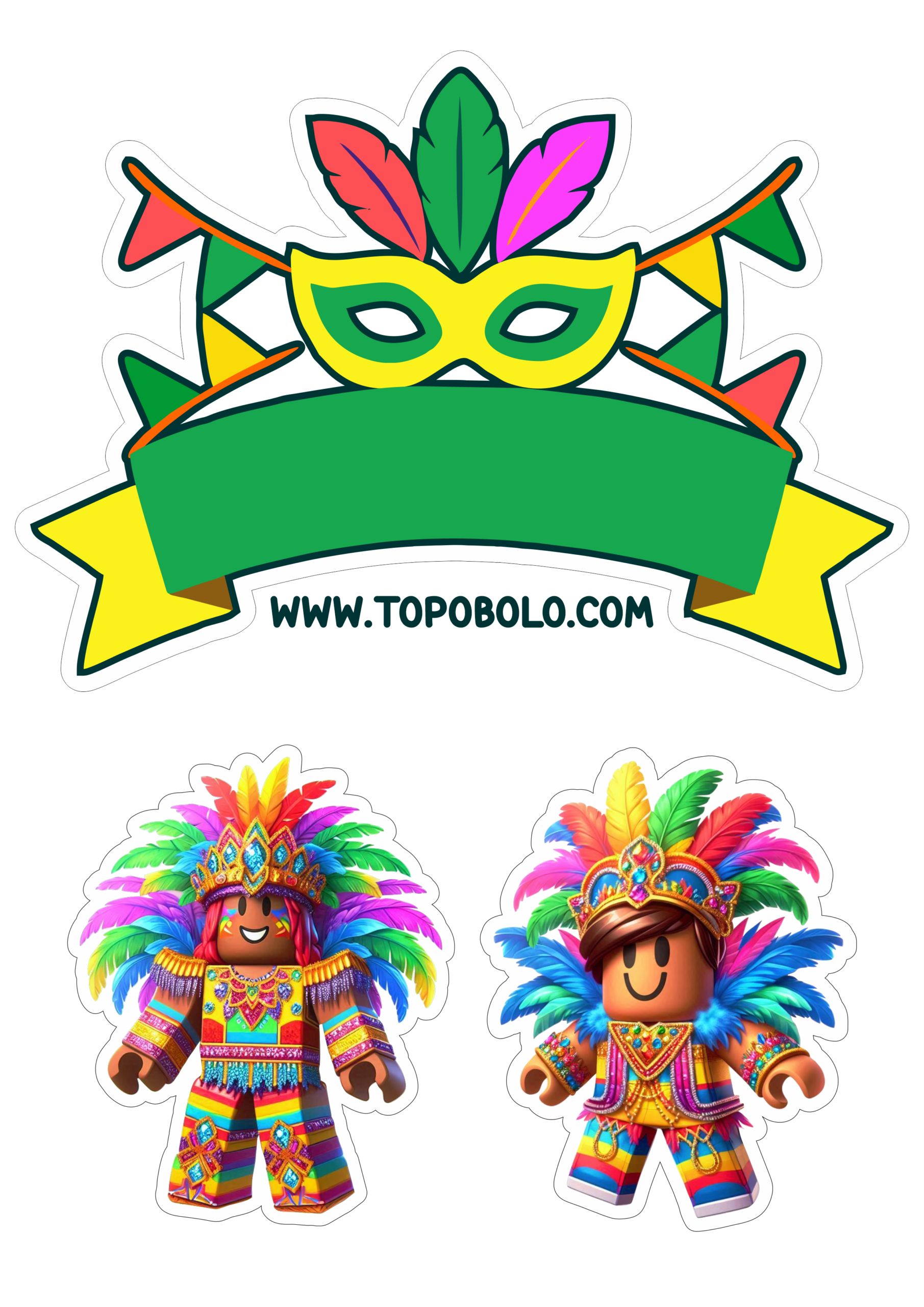 Topo de bolo roblox personagens de games com fantasia de carnaval imagens legais para decoração de aniversário infantil png