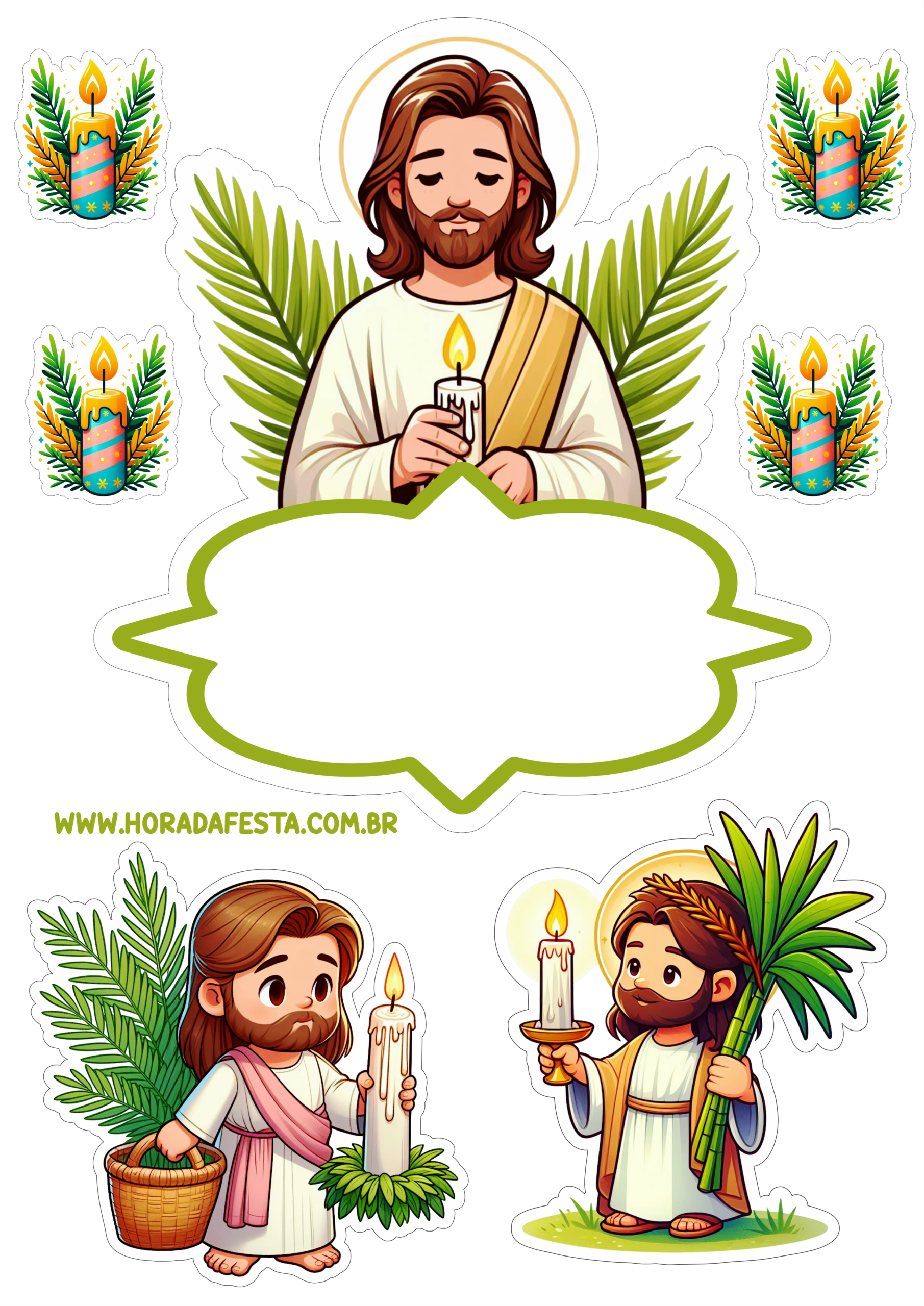 Semana santa topo de bolo com Jesus Cristo e símbolos religiosos pronto para imprimir png