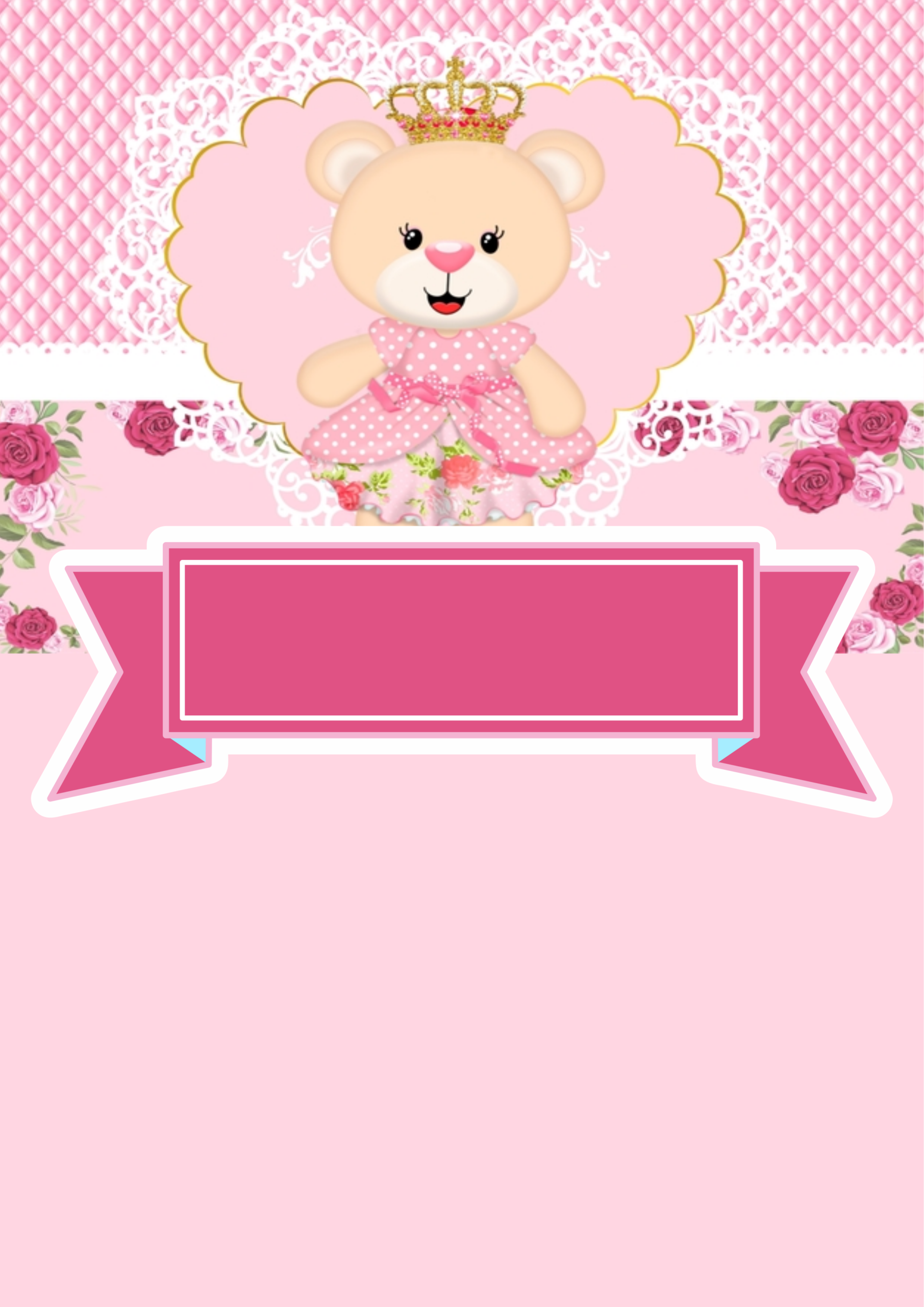 Convite de aniversário ursinha princesa realeza ideal para convites digitais whatsapp e redes sociais festas infantis png