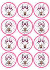 adesivo redondo coelhinho da páscoa com lacinho rosa imagens fofinhas 12 imagens