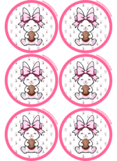 adesivo redondo coelhinho da páscoa com lacinho rosa imagens fofinhas 6 imagens