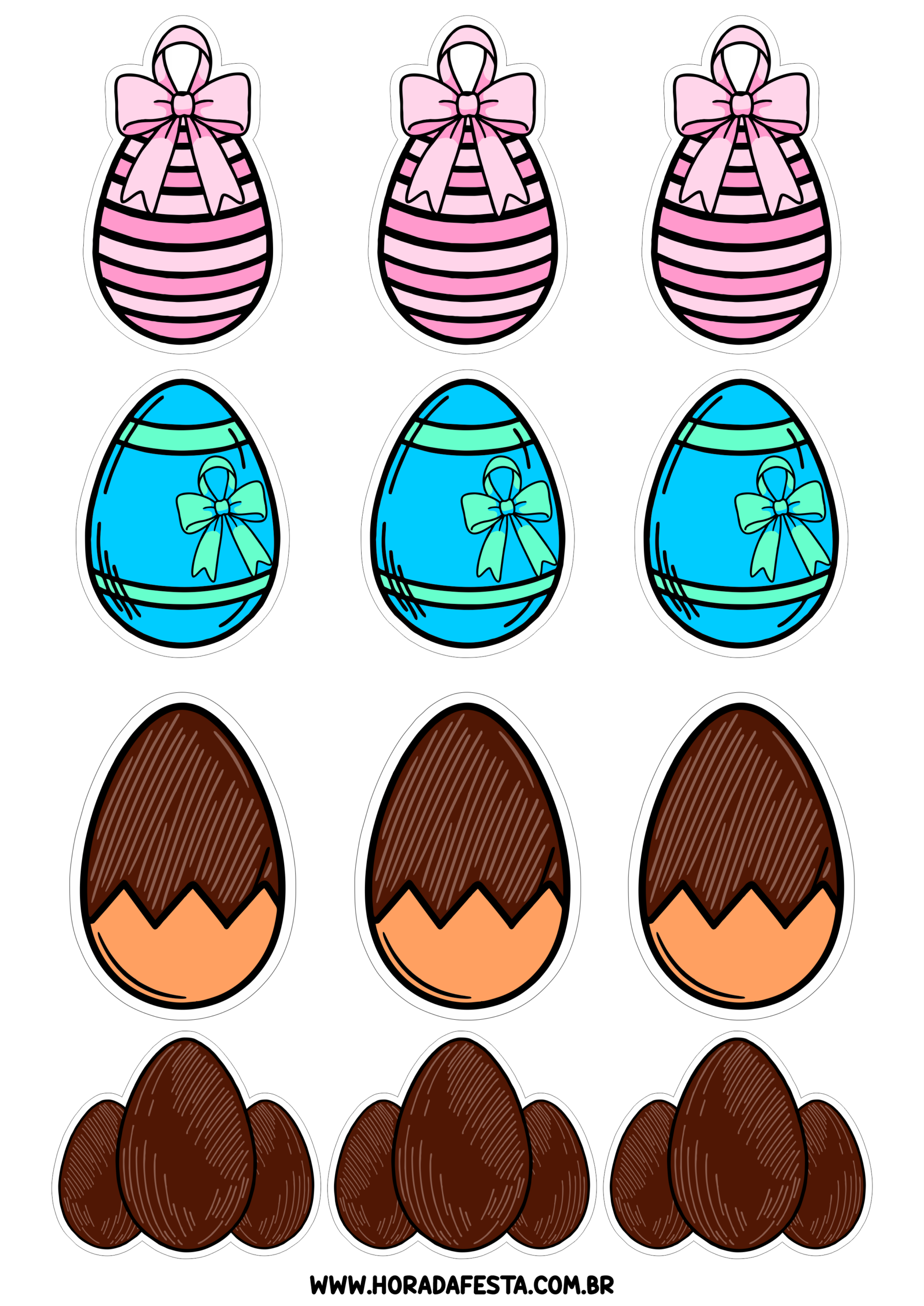 Ovos de páscoa adesivos bonitinhos para decoração png