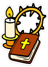 símbolos da semana santa desenho simples bíblia vela e coroa de espinhos