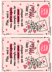 cartão para o dia das mães com frase pronto para imprimir 2 imagens