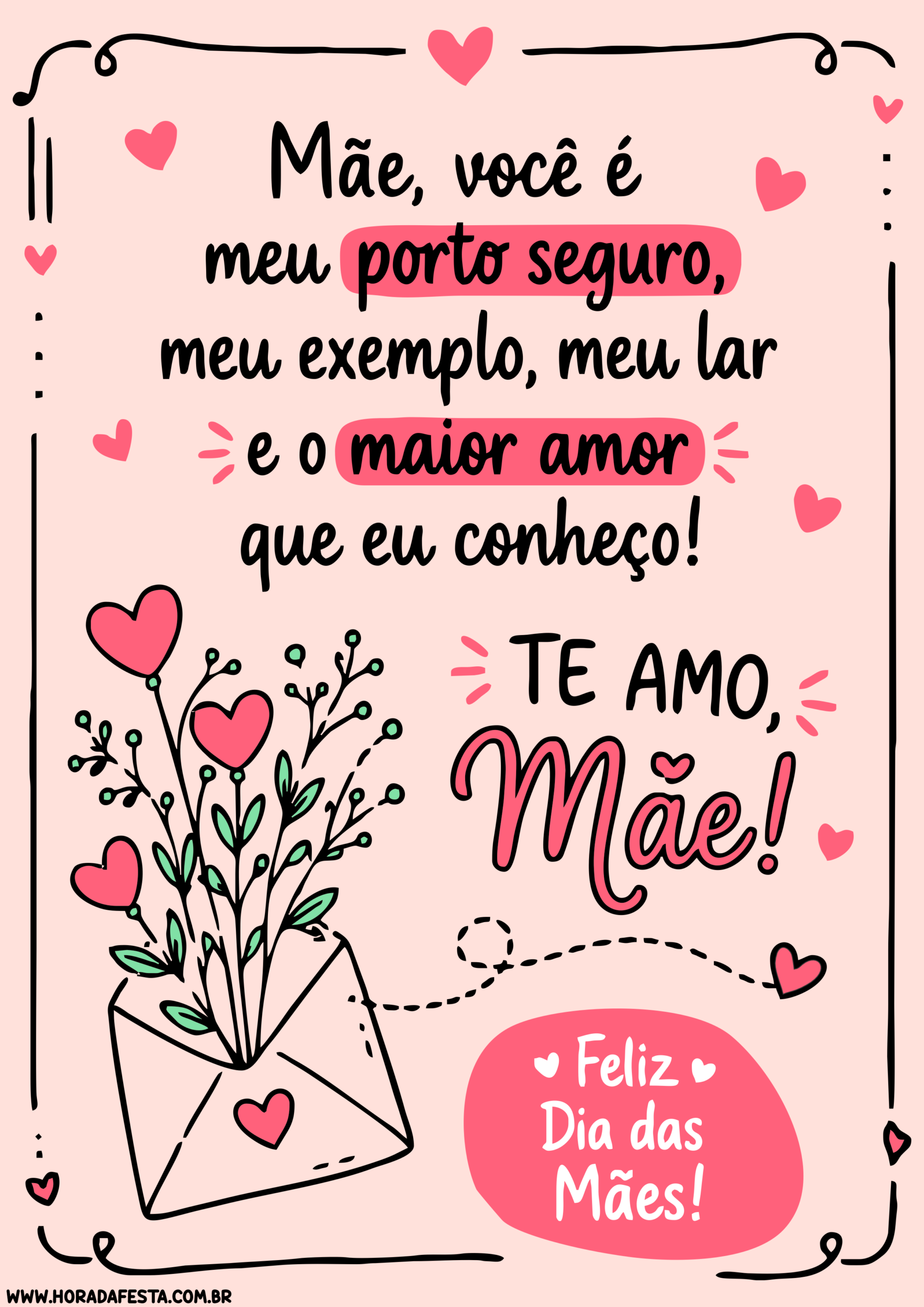 Cartão para o dia das mães com frase ideal para mimos de lojas de instagram presentes e lembrancinhas te amo mãe png