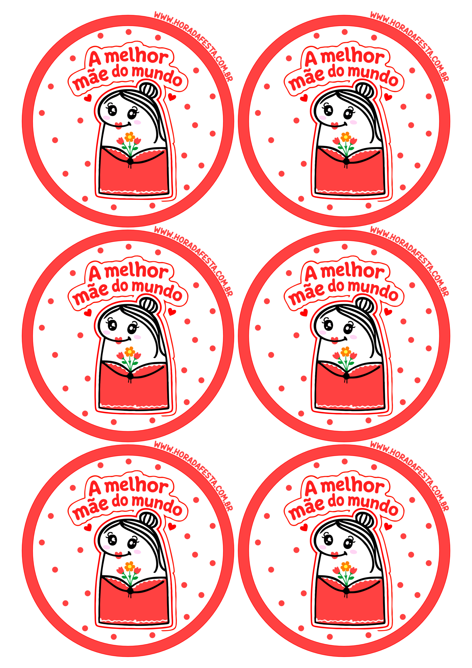 Dia das mães adesivos redondos pronto para imprimir frases a melhor mãe do mundo flork of cows 6 imagens png