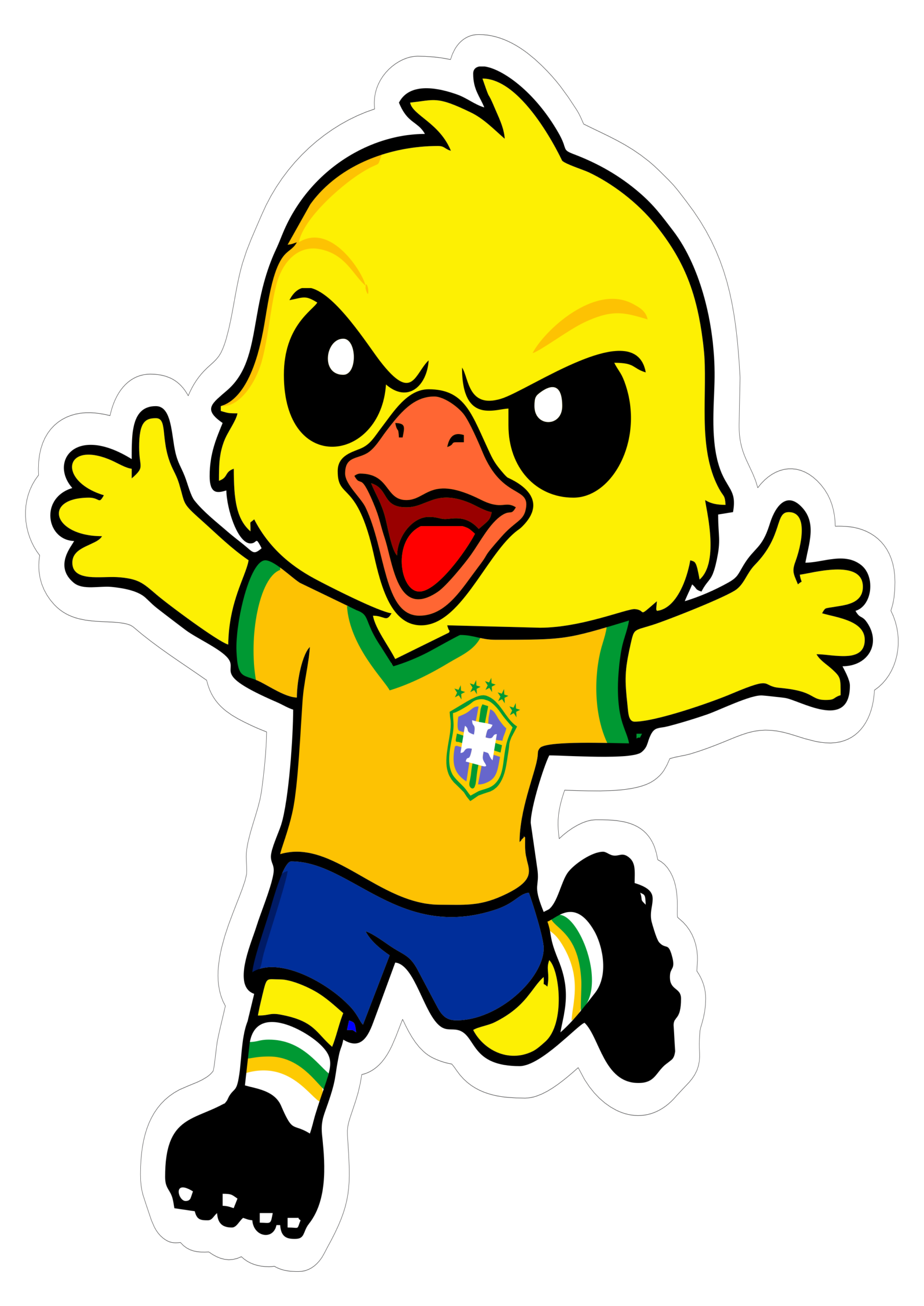 Canarinho pistola mascote do Brasil comemorando o gol rumo ao hexa copa do mundo 2026 png