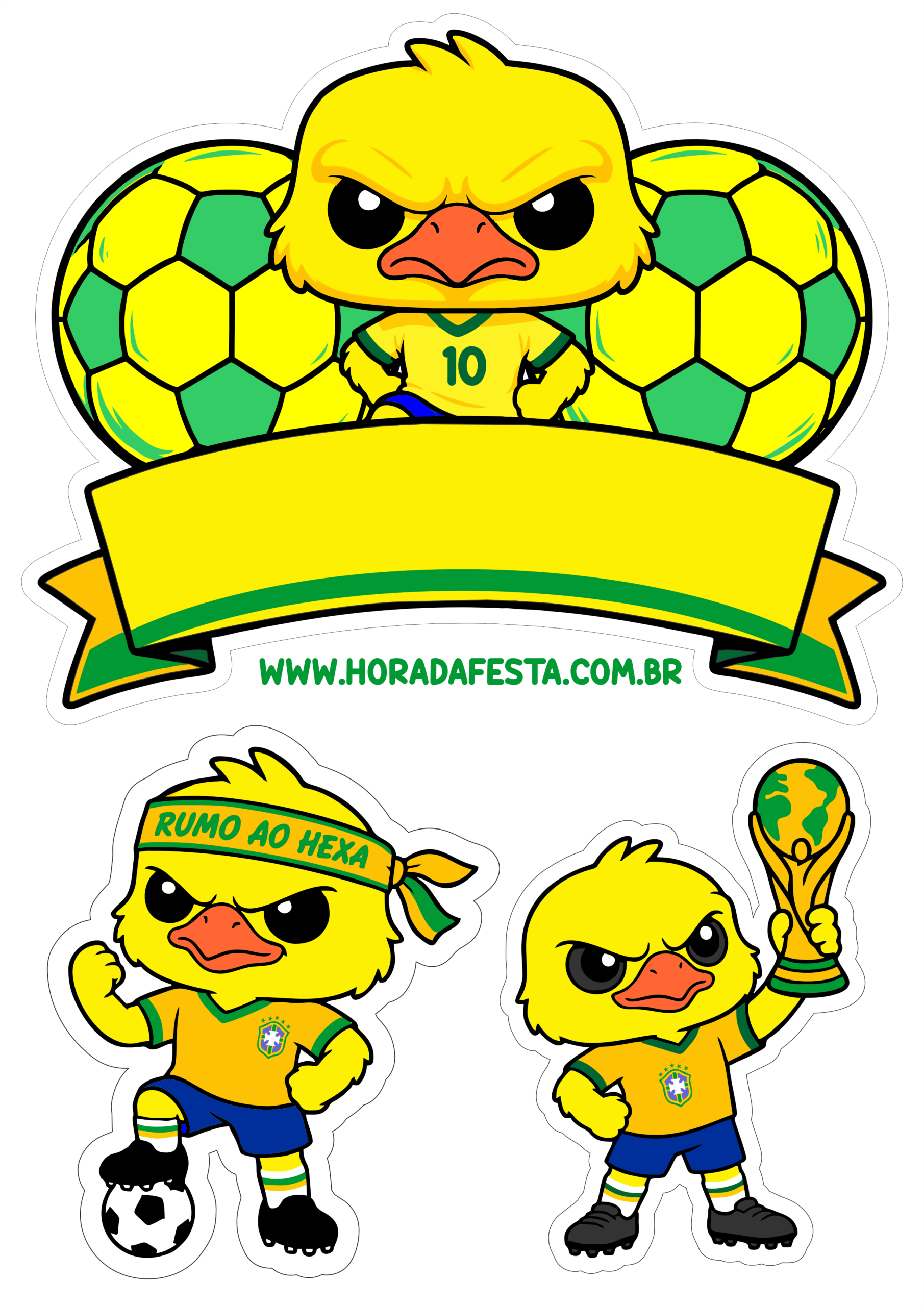 Topo de bolo canarinho pistola artes para festa da copa do mundo 2026 USA México e Canadá faça a sua festa com essa linda decoração png