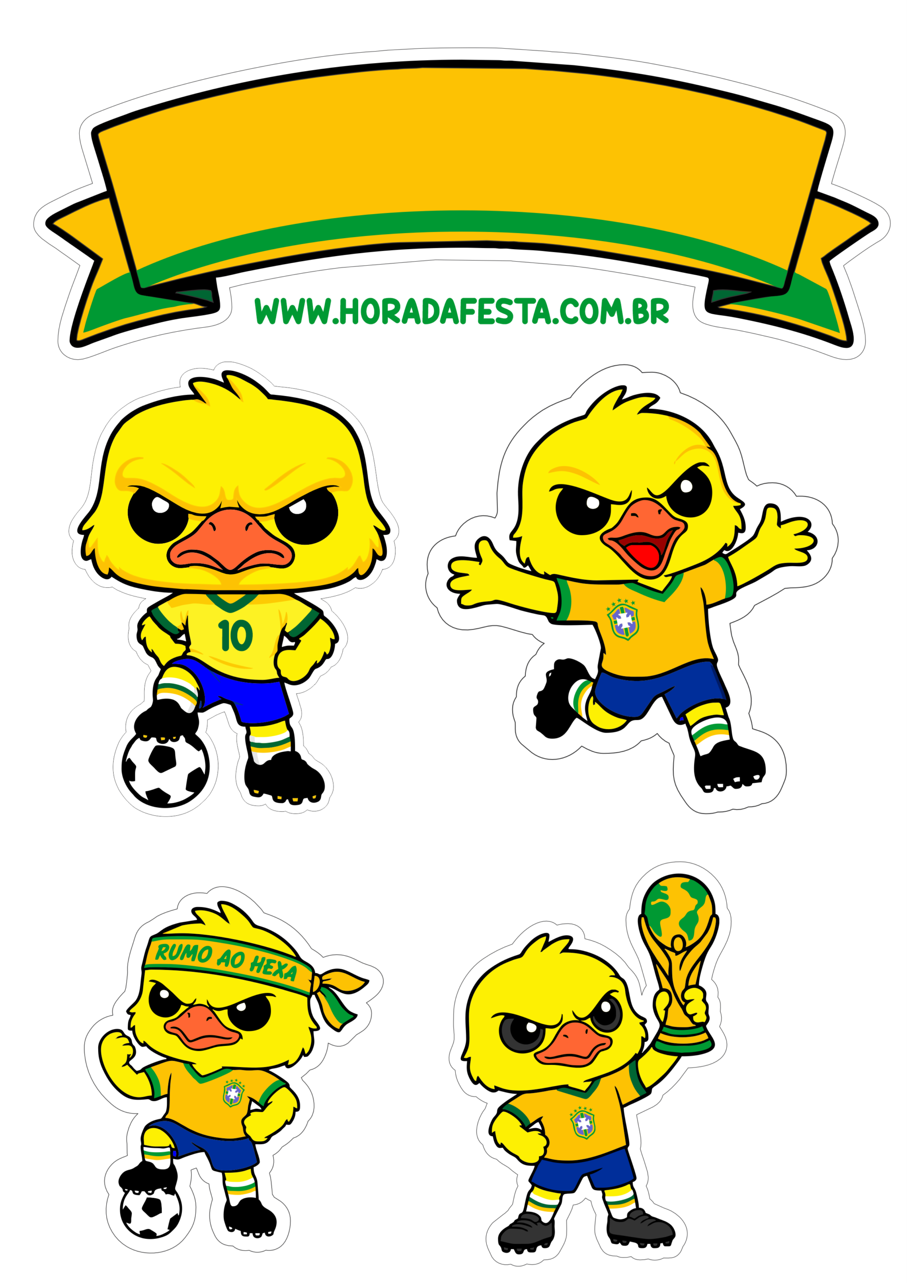 Topo de bolo canarinho pistola mascote do Brasil rumo ao hexa copa do mundo 2026 imagens legais e engraçadas par decorar sua festa de aniversário temática png